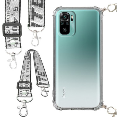 Etui Antishock ze Smyczą Białą XIAOMI REDMI NOTE 10 / 10S / 10 PRO MAX Ochronne z Uchwytem Top