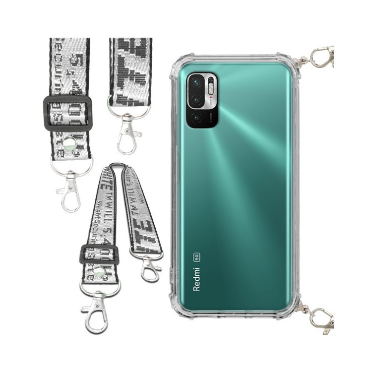 Etui Antishock ze Smyczą Białą XIAOMI REDMI NOTE 10 5G Ochronne z Uchwytem Top