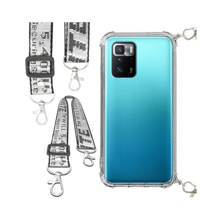 Etui Antishock ze Smyczą Białą XIAOMI REDMI NOTE 10 PRO 5G Ochronne z Uchwytem Top