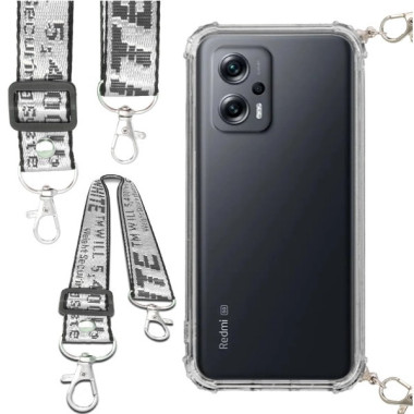 Etui Antishock ze Smyczą Białą XIAOMI REDMI NOTE 11T PRO / POCO X4 GT Ochronne z Uchwytem Top