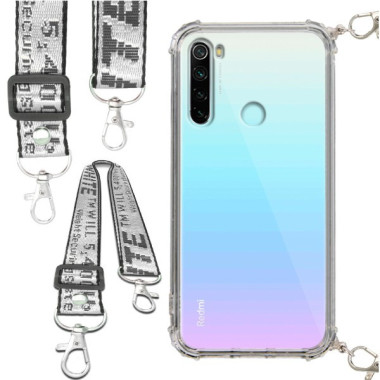 Etui Antishock ze Smyczą Białą XIAOMI REDMI NOTE 8 / 8 2021 Ochronne z Uchwytem Top