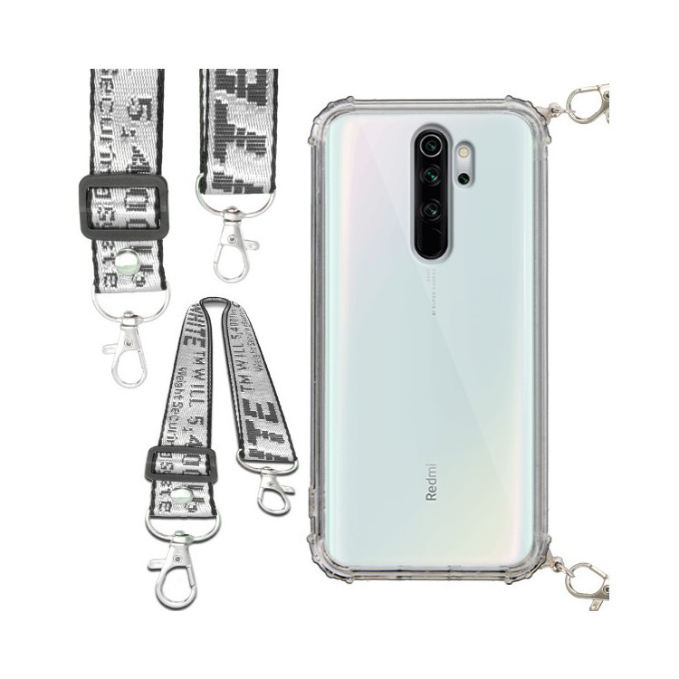 Etui Antishock ze Smyczą Białą XIAOMI REDMI NOTE 8 PRO Ochronne z Uchwytem Top