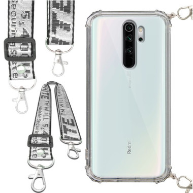 Etui Antishock ze Smyczą Białą XIAOMI REDMI NOTE 8 PRO Ochronne z Uchwytem Top