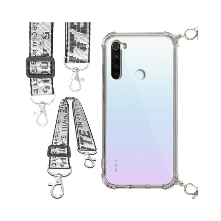 Etui Antishock ze Smyczą Białą XIAOMI REDMI NOTE 8T Ochronne z Uchwytem Top