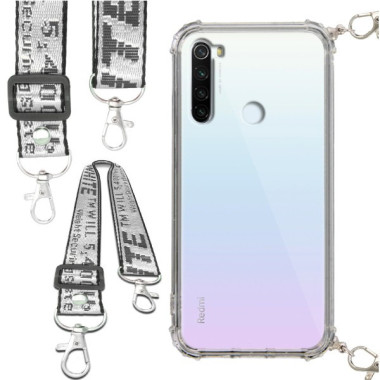 Etui Antishock ze Smyczą Białą XIAOMI REDMI NOTE 8T Ochronne z Uchwytem Top