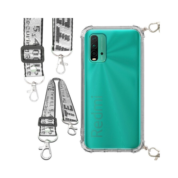 Etui Antishock ze Smyczą Białą XIAOMI REDMI NOTE 9 4G Ochronne z Uchwytem Top