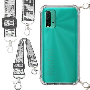 Etui Antishock ze Smyczą Białą XIAOMI REDMI NOTE 9 4G Ochronne z Uchwytem Top