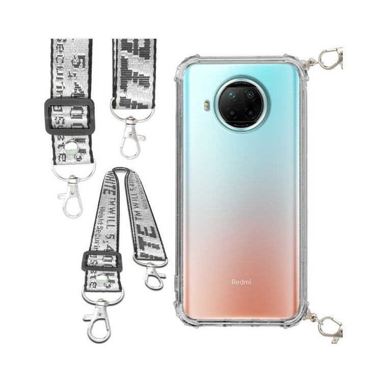 Etui Antishock ze Smyczą Białą XIAOMI REDMI NOTE 9 5G Ochronne z Uchwytem Top