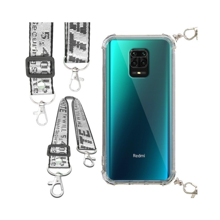 Etui Antishock ze Smyczą Białą XIAOMI REDMI NOTE 9s / PRO Ochronne z Uchwytem Top