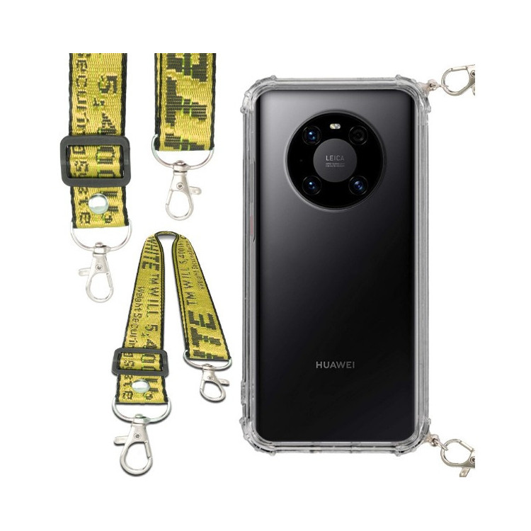 Etui Antishock ze Smyczą Żółtą HUAWEI MATE 40 PRO Ochronne z Uchwytem Top