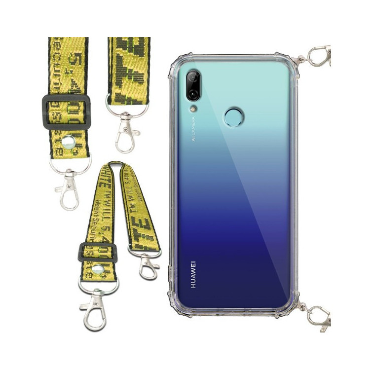 Etui Antishock ze Smyczą Żółtą HUAWEI P SMART 2019 Ochronne z Uchwytem Top