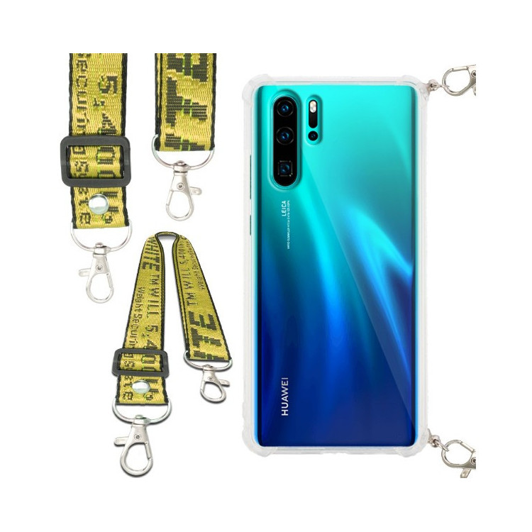 Etui Antishock ze Smyczą Żółtą HUAWEI P30 PRO Ochronne z Uchwytem Top