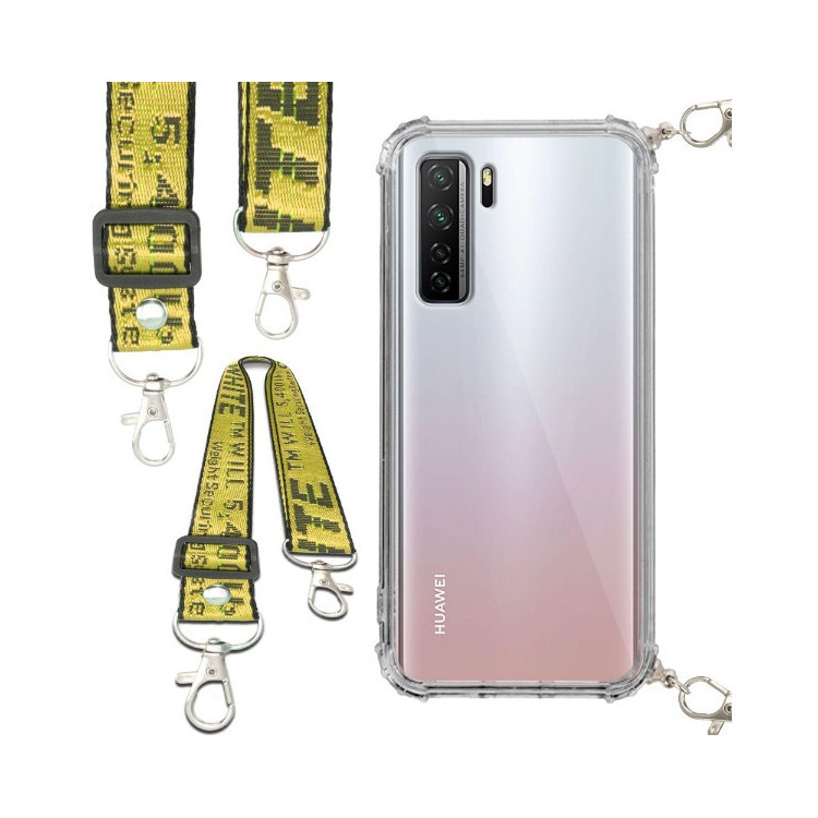 Etui Antishock ze Smyczą Żółtą HUAWEI P40 LITE 5G / NOVA 7 SE Ochronne z Uchwytem Top