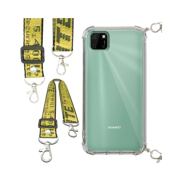 Etui Antishock ze Smyczą Żółtą HUAWEI Y5P Ochronne z Uchwytem Top