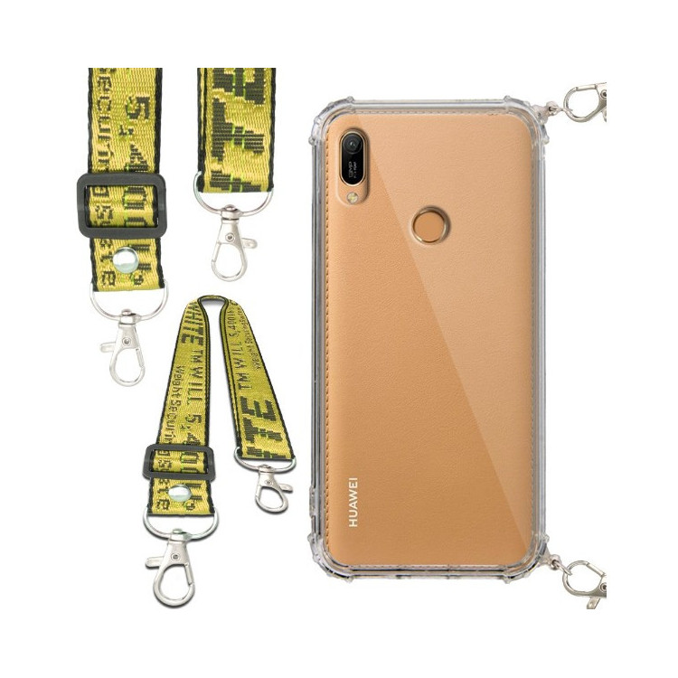 Etui Antishock ze Smyczą Żółtą HUAWEI Y6 PRIME 2019 / Y6S Ochronne z Uchwytem Top