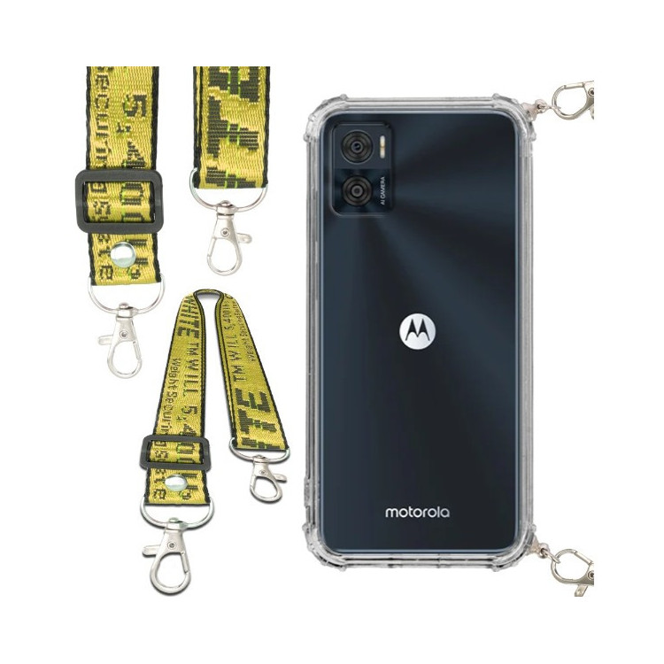 Antishock Etui do MOTOROLA MOTO E22 / E22i Ochronne Smycz Żółta