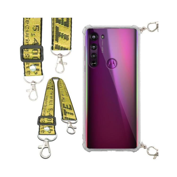 Etui Antishock ze Smyczą Żółtą MOTOROLA EDGE Ochronne z Uchwytem Top