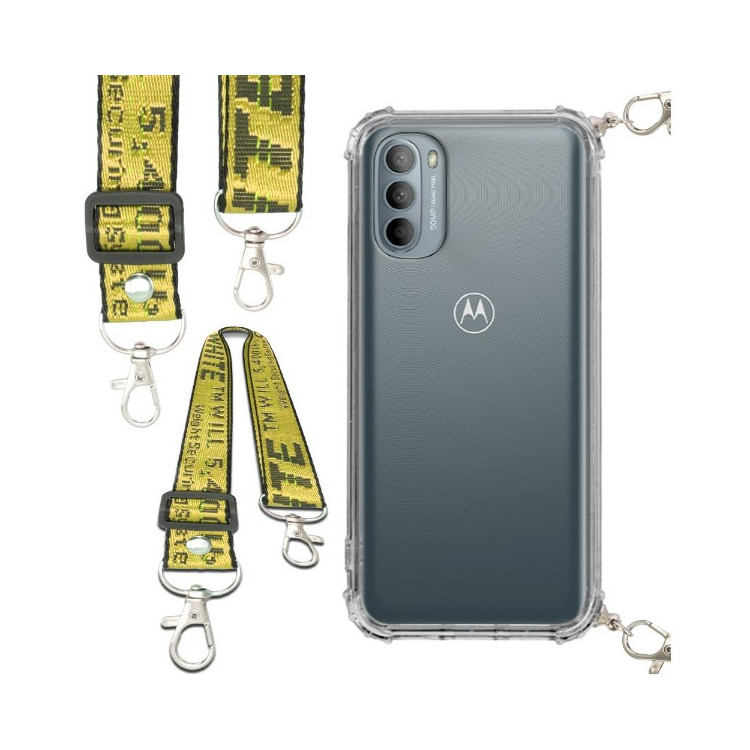 Etui Antishock ze Smyczą Żółtą MOTOROLA MOTO G31 4G / G41 4G  Ochronne z Uchwytem Top