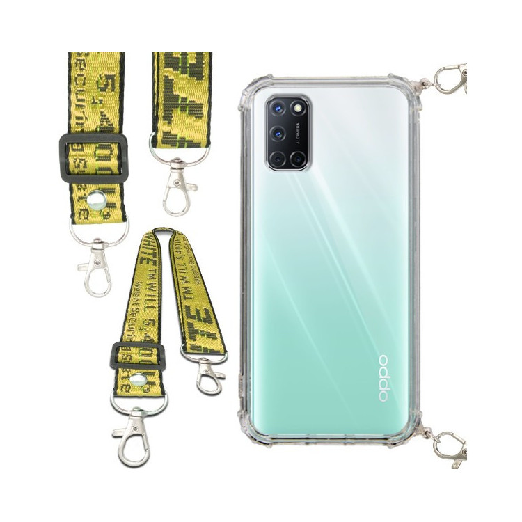 Etui Antishock ze Smyczą Żółtą OPPO A52 / A72 / A92 Ochronne z Uchwytem Top