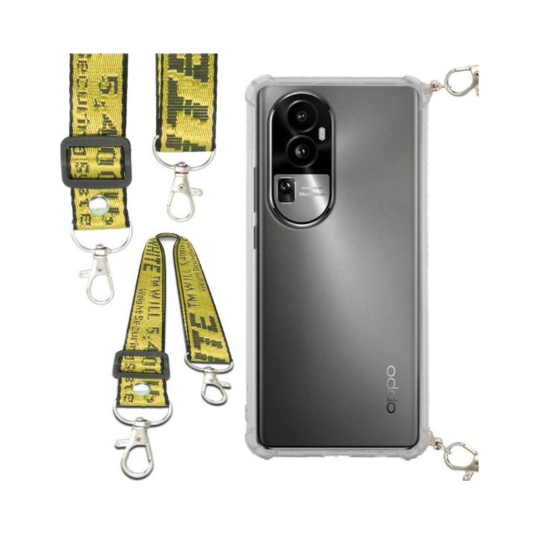 Etui Antishock ze Smyczą Żółtą OPPO RENO 10 PRO Ochronne z Uchwytem Top