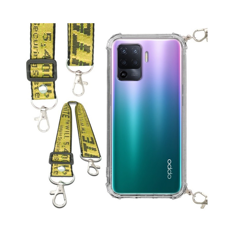 Etui Antishock ze Smyczą Żółtą OPPO RENO 5 LITE / RENO 5F/ A94 4G Ochronne z Uchwytem Top