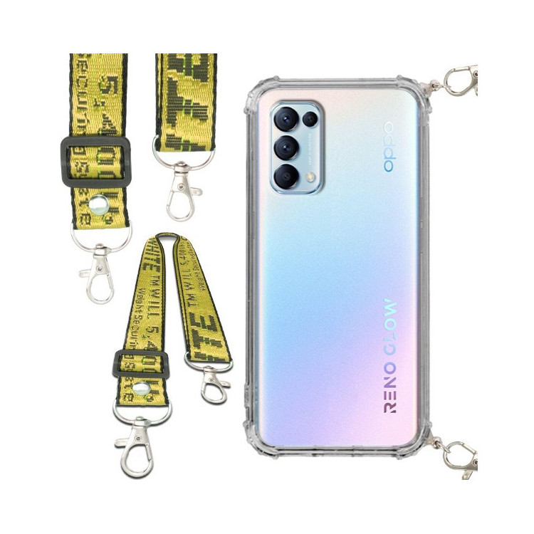 Etui Antishock ze Smyczą Żółtą OPPO RENO 5 PRO 5G Ochronne z Uchwytem Top