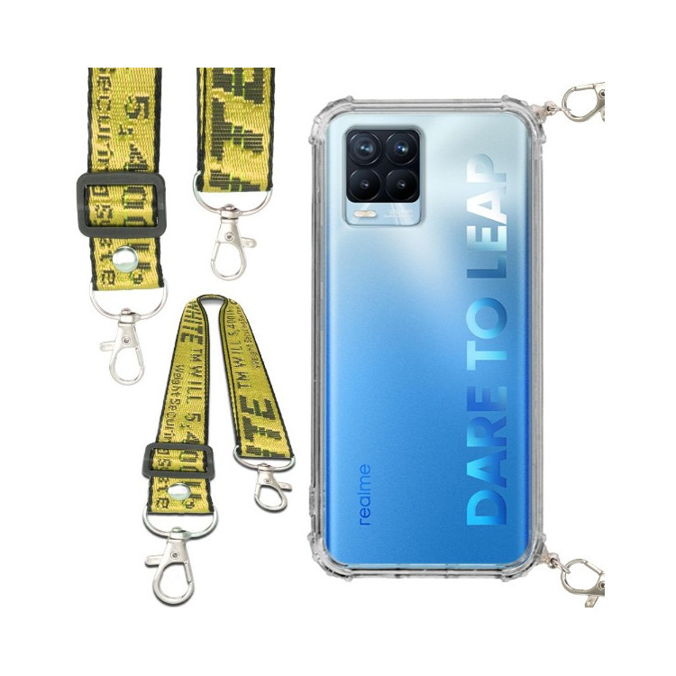 Etui Antishock ze Smyczą Żółtą REALME 8 / 8 PRO Ochronne z Uchwytem Top