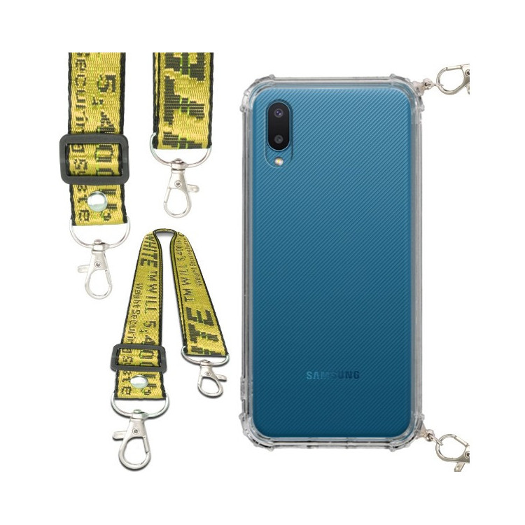 Antishock Etui do SAMSUNG GALAXY A02 / M02 4G Ochronne Smycz Żółta