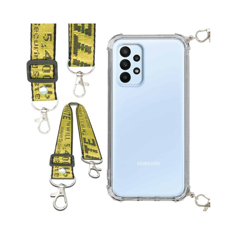 Etui Antishock ze Smyczą Żółtą SAMSUNG GALAXY A23 4G / 5G Ochronne z Uchwytem Top