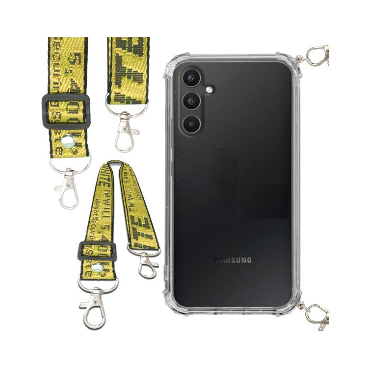 Etui Antishock ze Smyczą Żółtą SAMSUNG GALAXY A34 5G Ochronne z Uchwytem Top