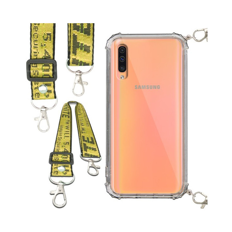 Etui Antishock ze Smyczą Żółtą SAMSUNG GALAXY A50 / A30s / A50s  Ochronne z Uchwytem Top