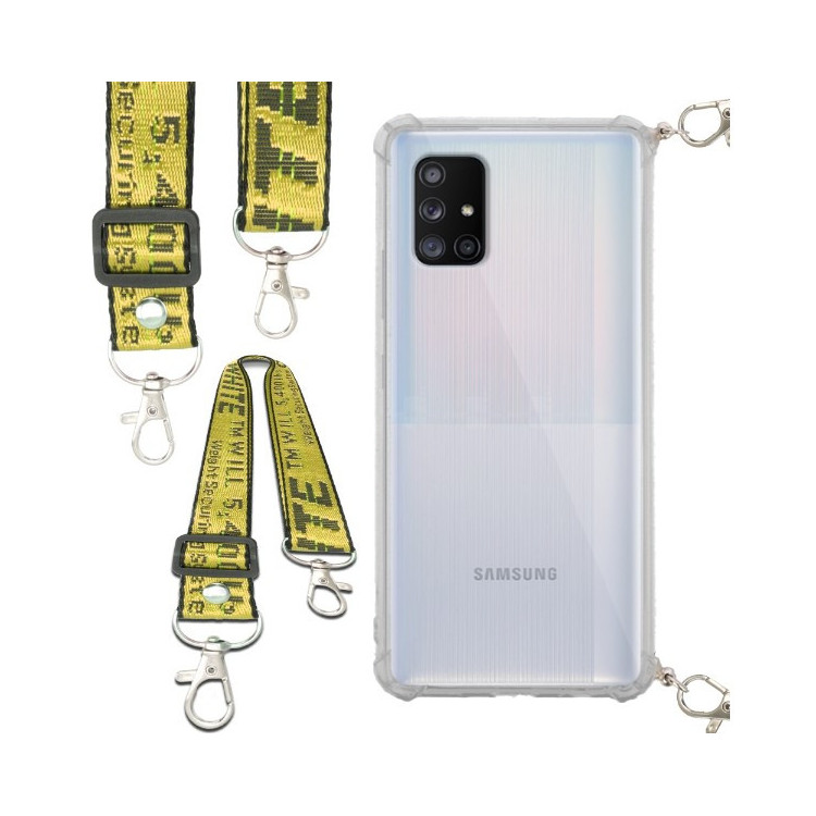 Etui Antishock ze Smyczą Żółtą SAMSUNG GALAXY A71 5G  Ochronne z Uchwytem Top