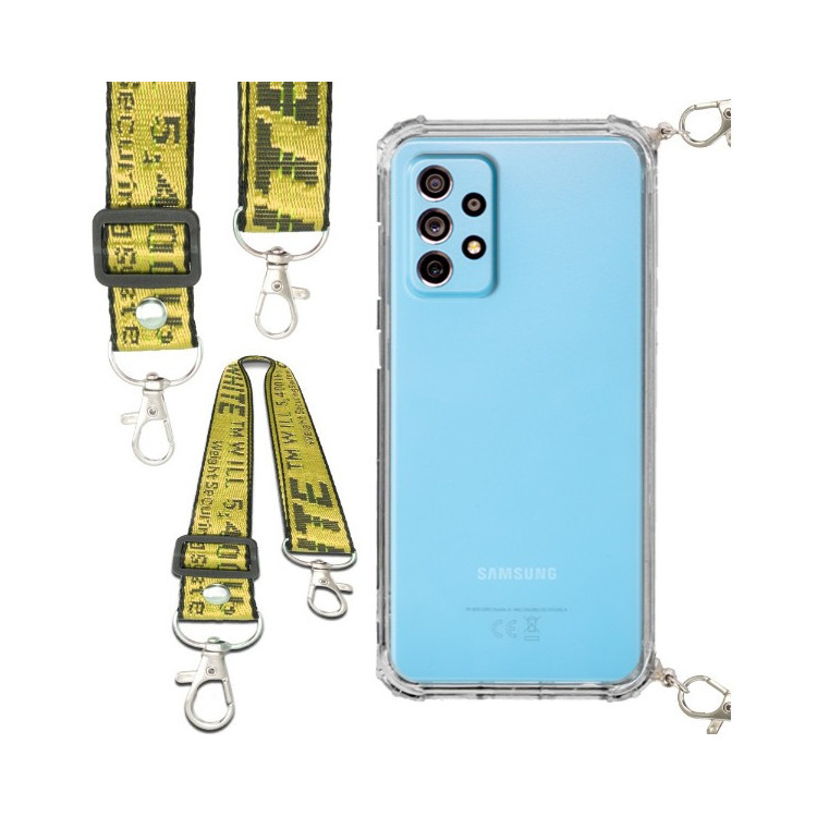 Etui Antishock ze Smyczą Żółtą SAMSUNG GALAXY A73 5G Ochronne z Uchwytem Top