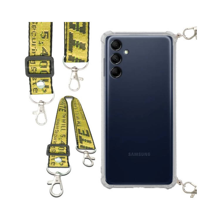 Etui Antishock ze Smyczą Żółtą SAMSUNG M14 5G Ochronne z Uchwytem Top