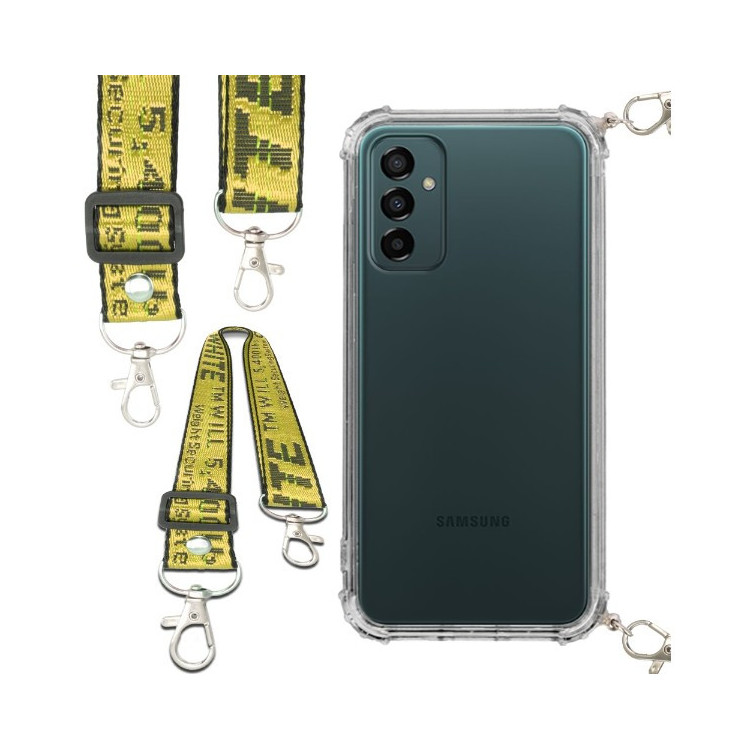 Etui Antishock ze Smyczą Żółtą SAMSUNG GALAXY M23 5G Ochronne z Uchwytem Top