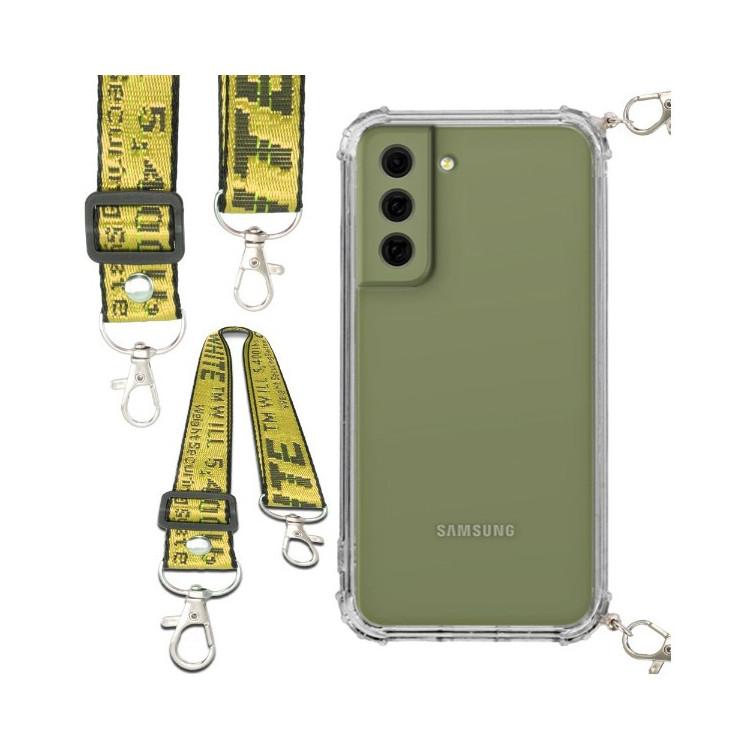 Etui Antishock ze Smyczą Żółtą SAMSUNG GALAXY S21FE Ochronne z Uchwytem Top