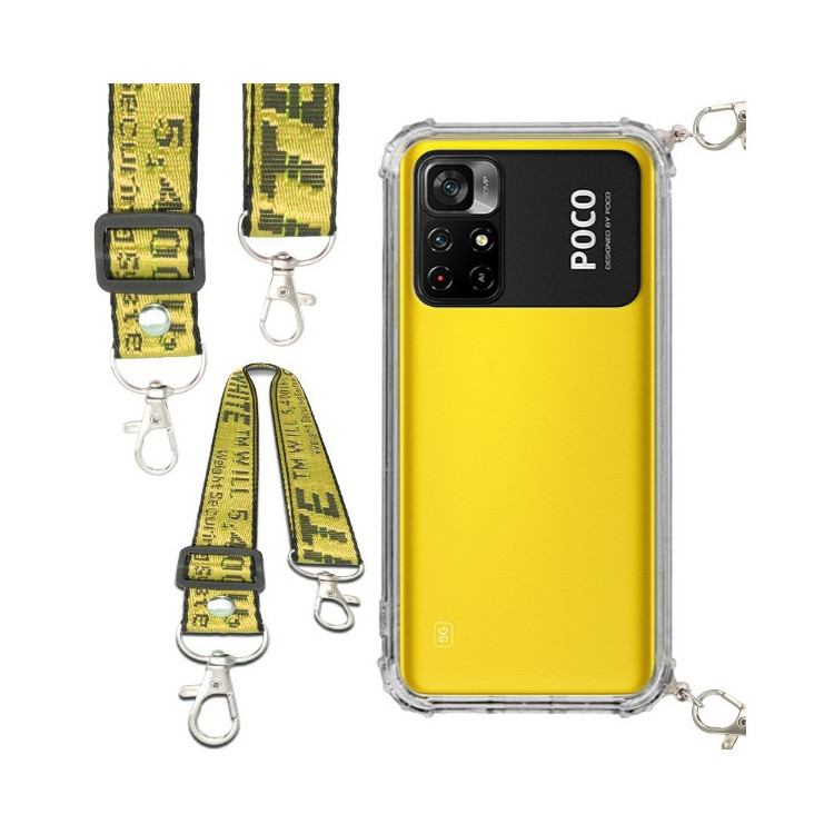 Etui Antishock ze Smyczą Żółtą XIAOMI POCO M4 PRO 5G Ochronne z Uchwytem Top