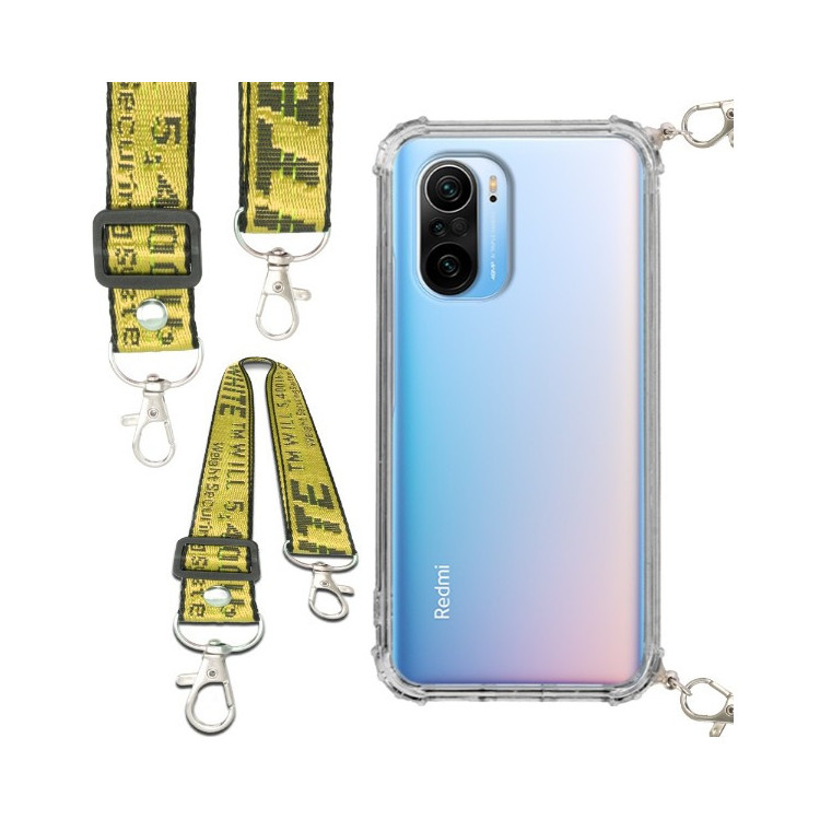 Etui Antishock ze Smyczą Żółtą XIAOMI REDMI K40 / K40 PRO / POCO F3 Ochronne z Uchwytem Top