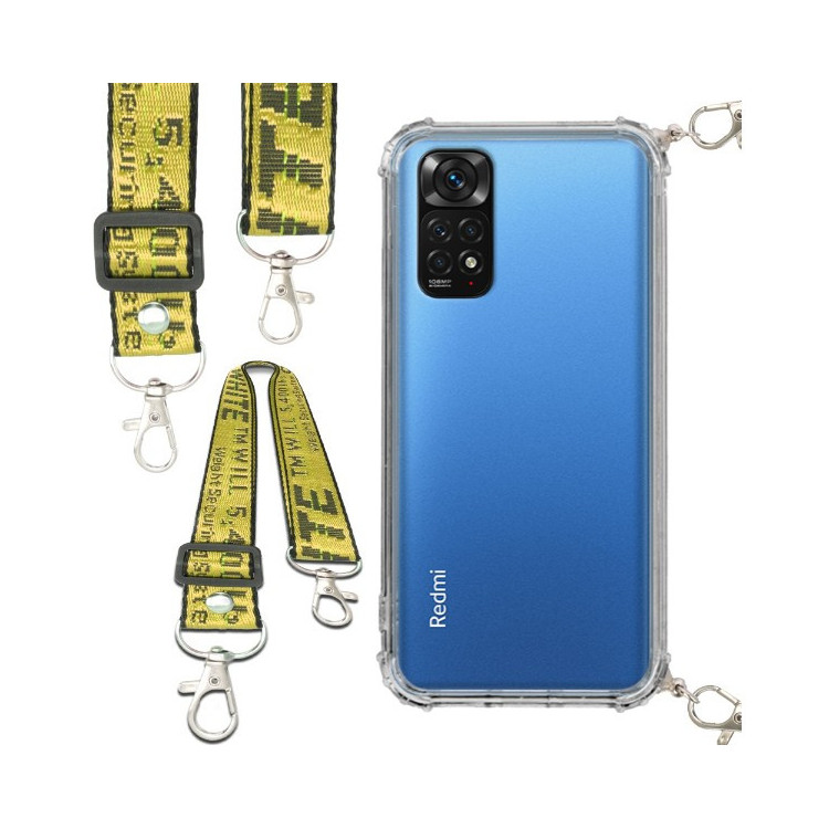 Etui Antishock ze Smyczą Żółtą XIAOMI REDMI NOTE 11 / 11 PRO 4G / 11 PRO 5G Ochronne z Uchwytem Top