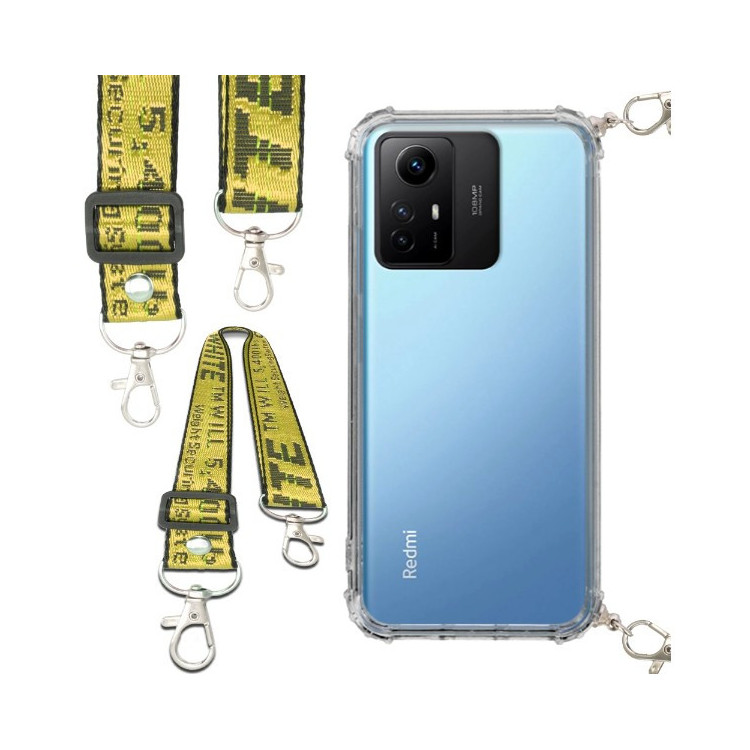 Etui Antishock ze Smyczą Żółtą XIAOMI REDMI NOTE 12s Ochronne z Uchwytem Top