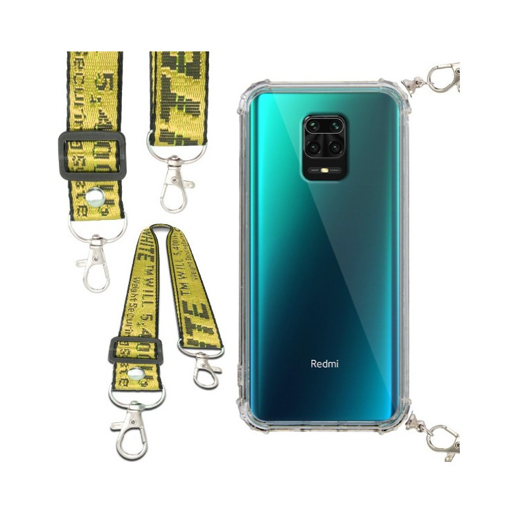 Etui Antishock ze Smyczą Żółtą XIAOMI REDMI NOTE 9s / PRO Ochronne z Uchwytem Top