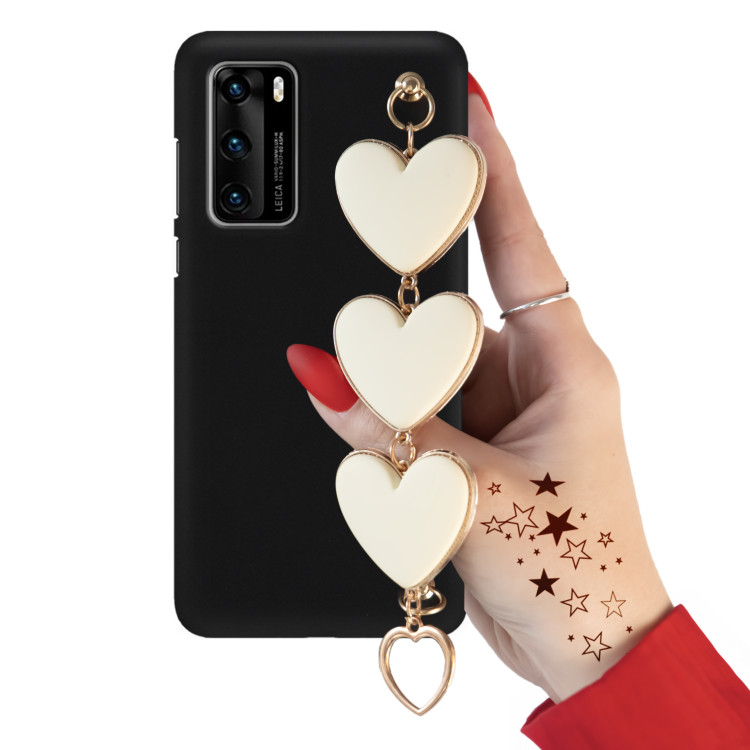 Etui Smooth Białe Duże Serca Blink 111 do Telefonu HUAWEI P40 / P40 5G CZARNY