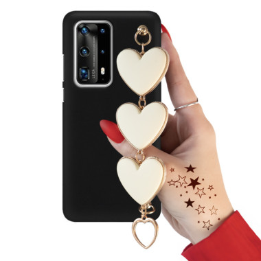 Etui Smooth Białe Duże Serca Blink 111 do Telefonu HUAWEI P40 PRO PLUS CZARNY