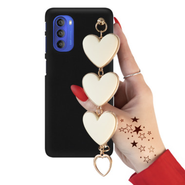 Etui Smooth Białe Duże Serca Blink 111 do Telefonu MOTOROLA MOTO G51 5G CZARNY