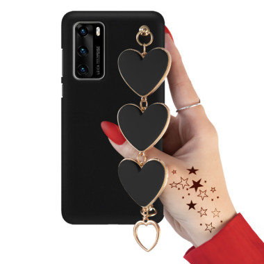 Etui Smooth Czarne Duże Serca Blink 112 do Telefonu HUAWEI P40 / P40 5G CZARNY