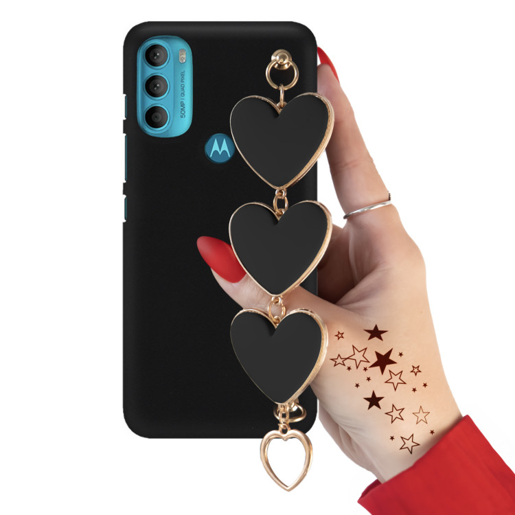 Etui Smooth Czarne Duże Serca Blink 112 do Telefonu MOTOROLA MOTO G71 5G CZARNY