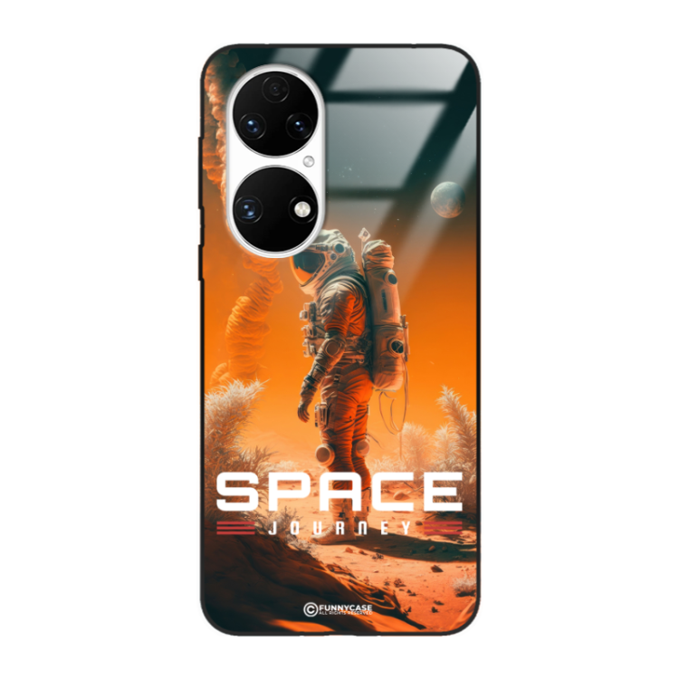 Etui Black Case Glass do HUAWEI P50 Kosmiczne Astronauci Space ST_MOS101