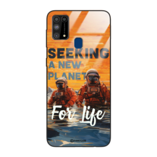 Etui Black Case Glass do SAMSUNG M31 Kosmiczne Astronauci Space ST_MOS105