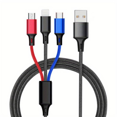 KABEL USB 3w1 CZARNY (CZERWONY / NIEBIESKI )