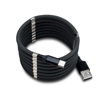 KABEL USB SKRĘCANY IPHONE CZARNY